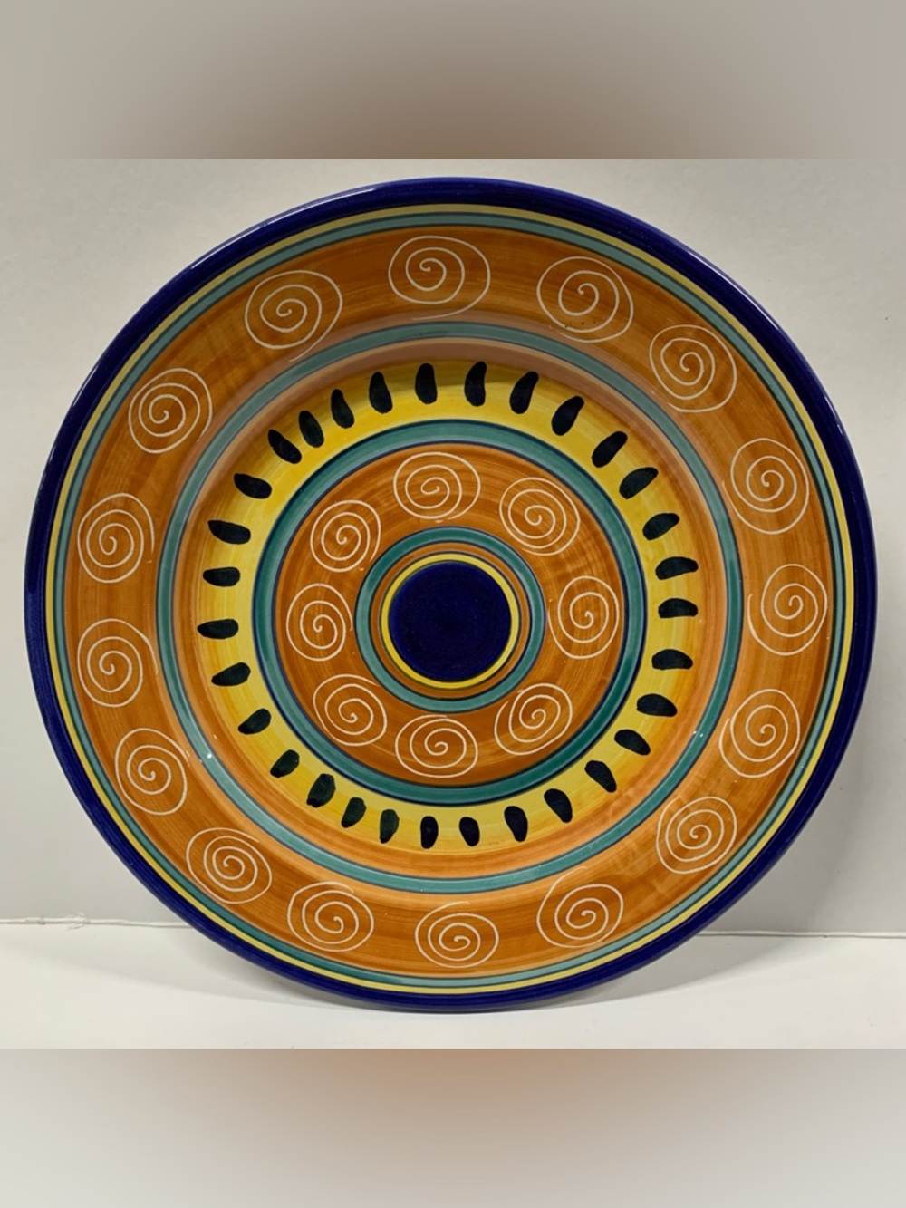 Pier 1 Ceramic Plate with Tan Rim and White Backstamp